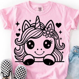 Peeking Unicorn SVG PNG: Birthday Girl Clipart (Digital Download)