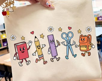 Back To School PNG SVG, Cute School Supplies Pencil Teacher, Happy School Day, Trendy Kids Classroom, 1st Day of School, Preppy Sublimation