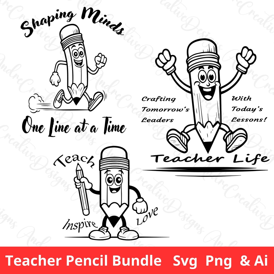 Pencil Svg | Teacher Pencil Svg | School Clipart | Teacher Life Svg ...