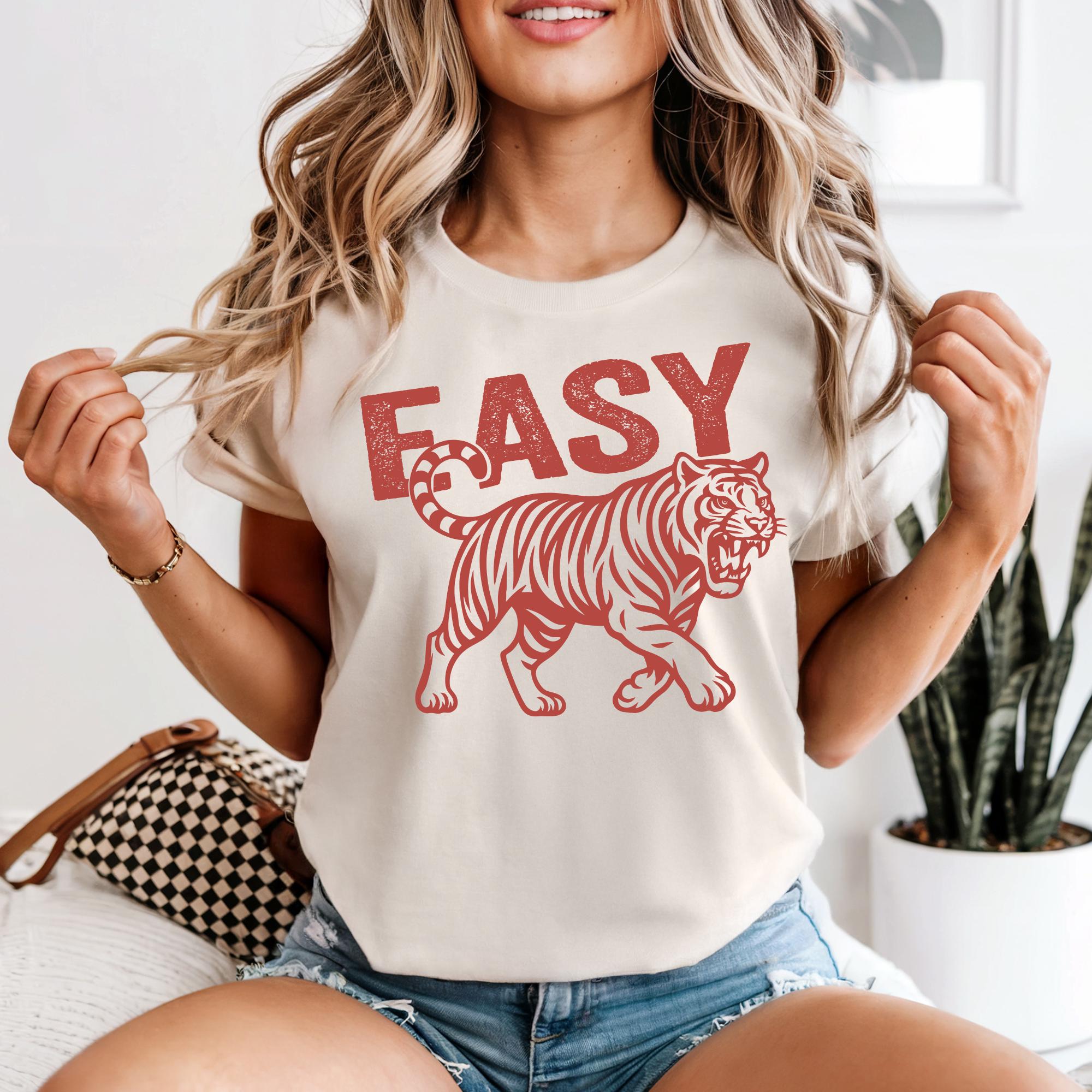 Easy Tiger Svg Png | Grunge Hippie Tiger | Trending Retro Boho | Distressed Animal Graphic | Vintage Trendy SVG & PNG