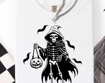 Grim Reaper Skeleton SVG PNG, Gothic Halloween, Digital Download ,Design Horror Clipart, Cricut Silhouette