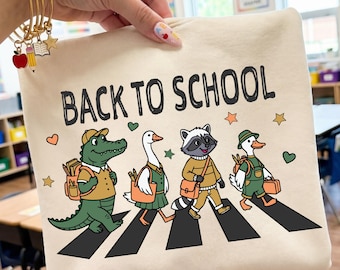 Back To School Animal Crew PNG SVG, Raccoon Duck Goose Crocodile, Happy Student Cute Classroom, School Quotes Kids, Trendy Classroom Designs
