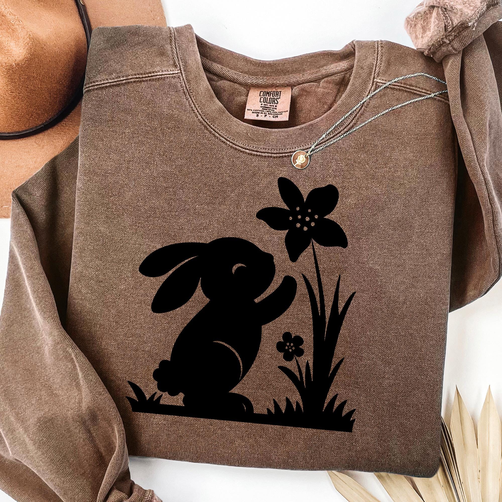 Floral Easter Bunny SVG PNG | Spring Rabbit Silhouette Design | Flower ...