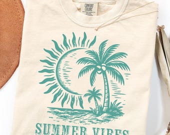 Retro Summer SVG PNG Bundle, Beach Vibes Palm Tree Shirt Designs