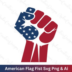 Pugno della bandiera degli Stati Uniti SVG / Pugno della bandiera americana PNG / Clipart stampabile / Vettore / File di taglio per Cricut / Download digitale / Silhouette