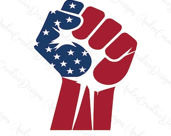 American Flag Fist SVG PNG, Patriotic Raised Fist USA Clipart, 4th of July Freedom Shirt Design, Protest Decal Graphic, Sublimation Cricut