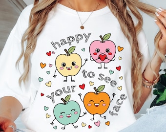 Happy To See Your Face PNG SVG, Retro Smiley Faces School Apples, Back to School Kids, Kindergarten Teacher Preschool, Cute Classroom Quotes