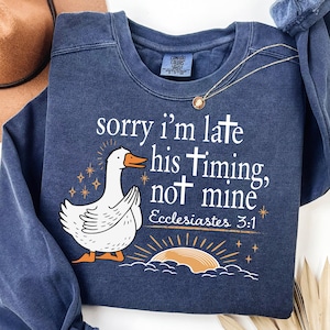 Sorry I’m Late His Timing Not Mine SVG PNG, Christian Goose Shirt Design