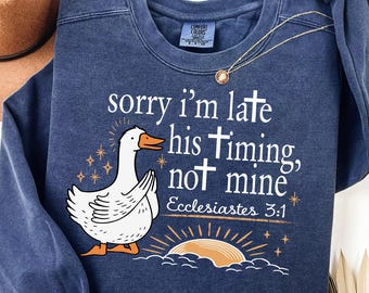 Sorry I’m Late His Timing Not Mine SVG PNG, Christian Goose Shirt Design