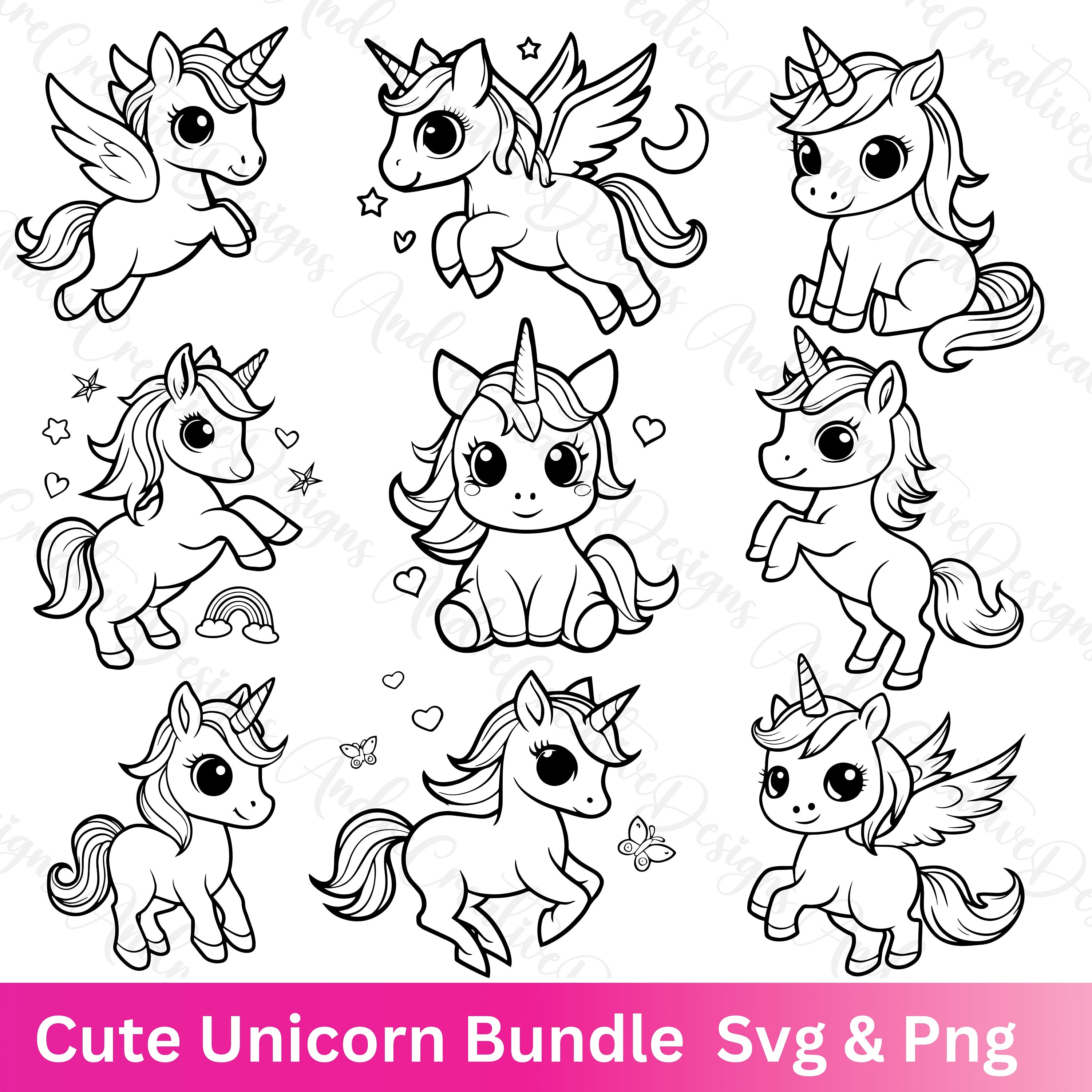Unicorn Bundle Svg | Unicorn png | Cute Unicorn Svg | Unicorn Cut File | Unicorn Birthday Girl | Unicorn Clipart | Cricut | Baby Nursery