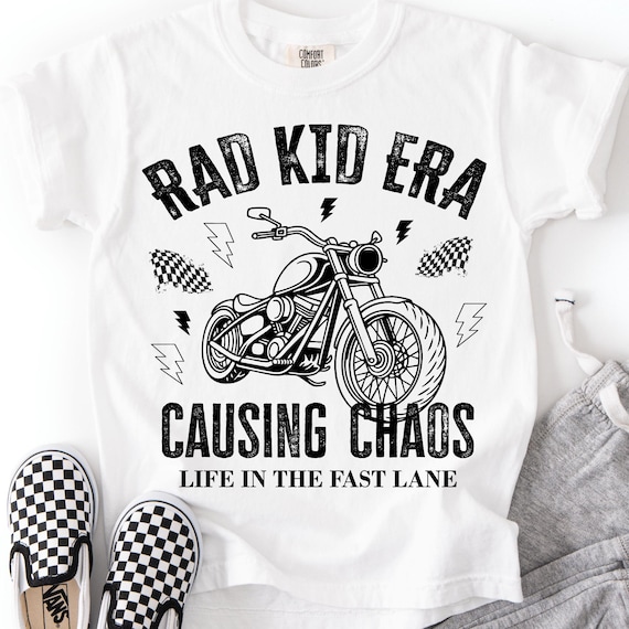 Rad Kid Era Motorcycle SVG PNG: Edgy Toddler Design (Digital Download)
