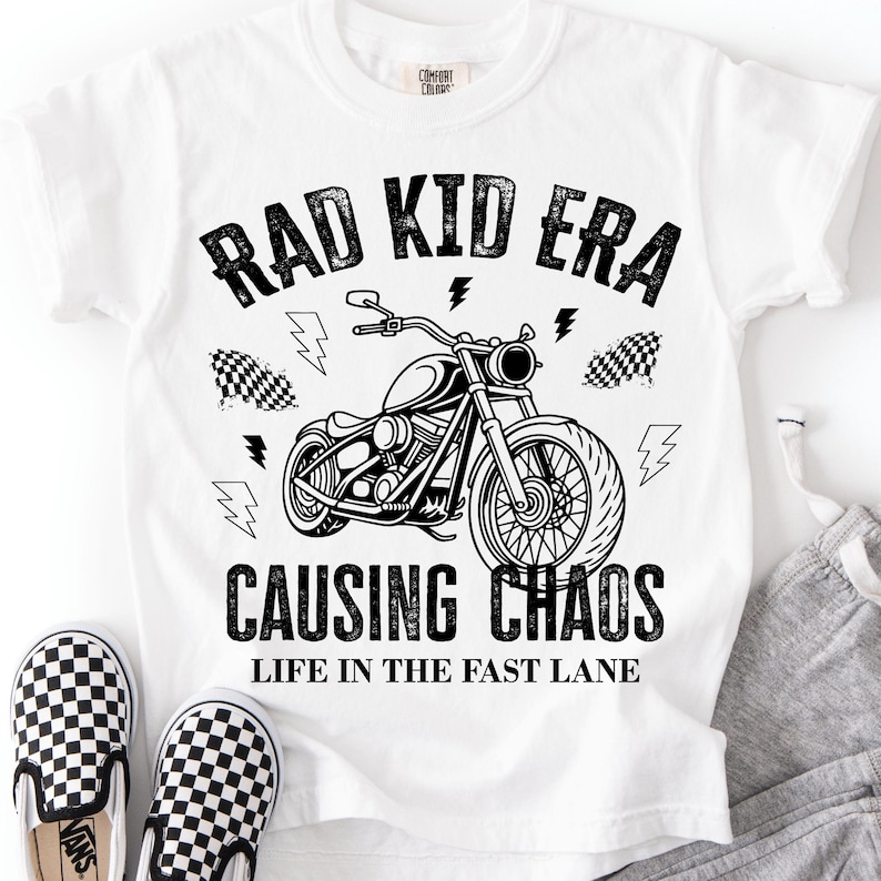 Rad Kid Era SVG PNG: Trendy Cool Kid Design | Edgy Boy Motorcycle Shirt | Toddler SVG | Baby Shower Gift | Causing Chaos (Digital Download)