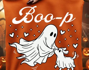 Boo-P Ghost Dog PNG SVG, Funny Ghost Puppy Shirt Design, Halloween Dogs Spooky Dogs, Dog Mom Halloween, Cute Kids Sublimation, Trendy Fall