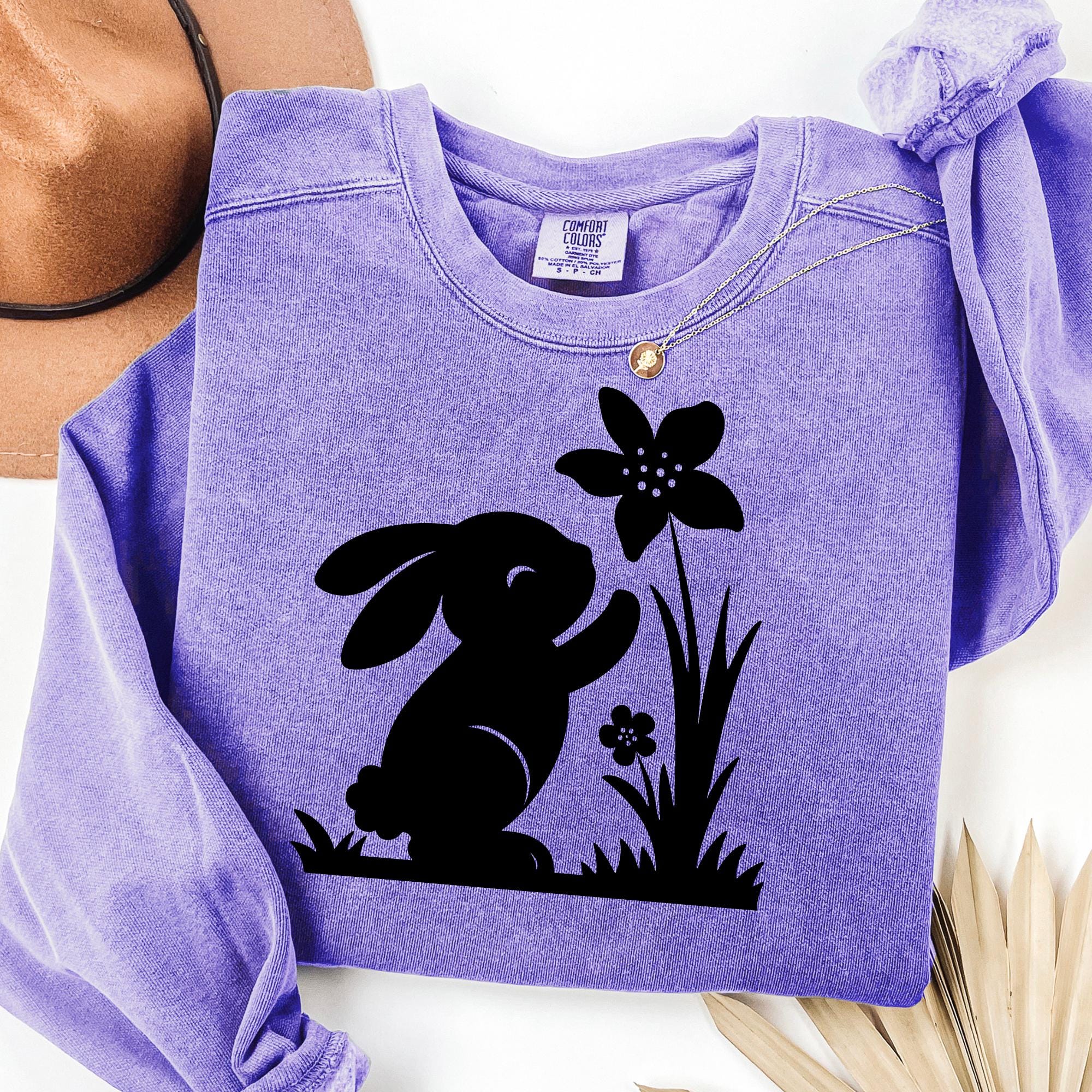 Floral Easter Bunny SVG PNG | Spring Rabbit Silhouette Design | Flower ...