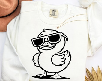 Cool Duck SVG PNG | Duck With Sunglasses | Retro Cartoon Bird Clipart | Funny Duck Shirt Design