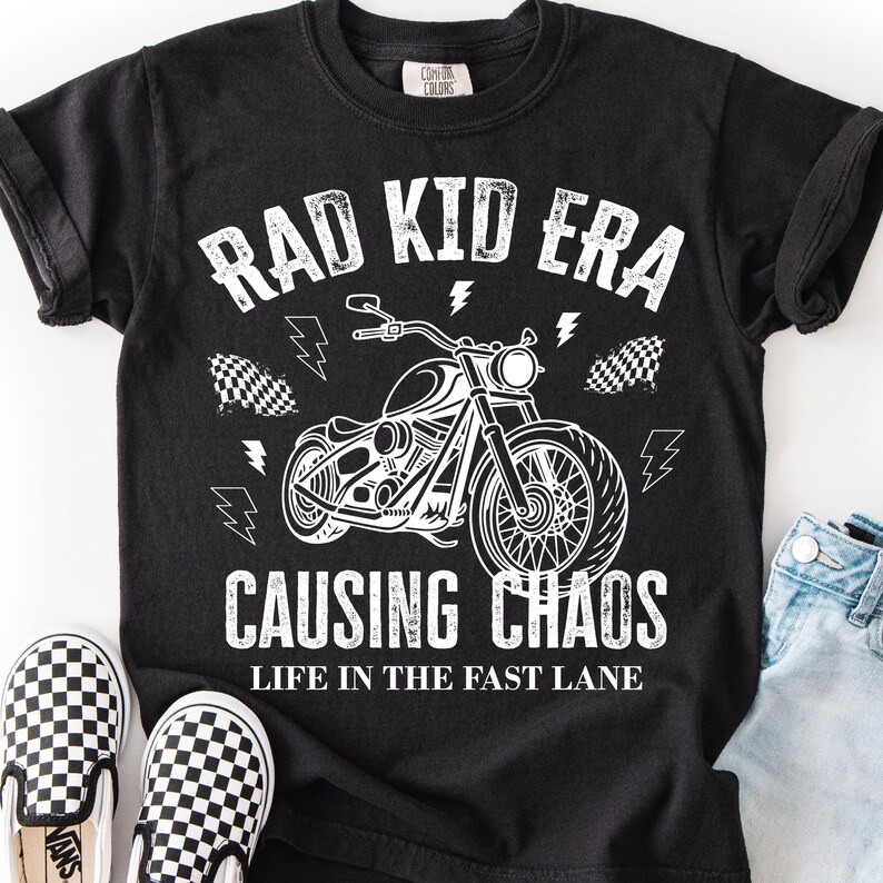 Rad Kid Era SVG PNG: Trendy Cool Kid Design | Edgy Boy Motorcycle Shirt | Toddler SVG | Baby Shower Gift | Causing Chaos (Digital Download)