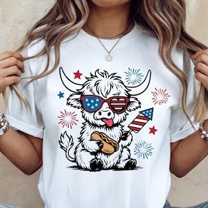 West-Amerika Highland Cow Svg Png | 4 juli-shirt | Amerikaanse vlag Svg | Patriottische Onafhankelijkheidsdag, png PNGEgg | Herdenkingsdag | Vrijheid
