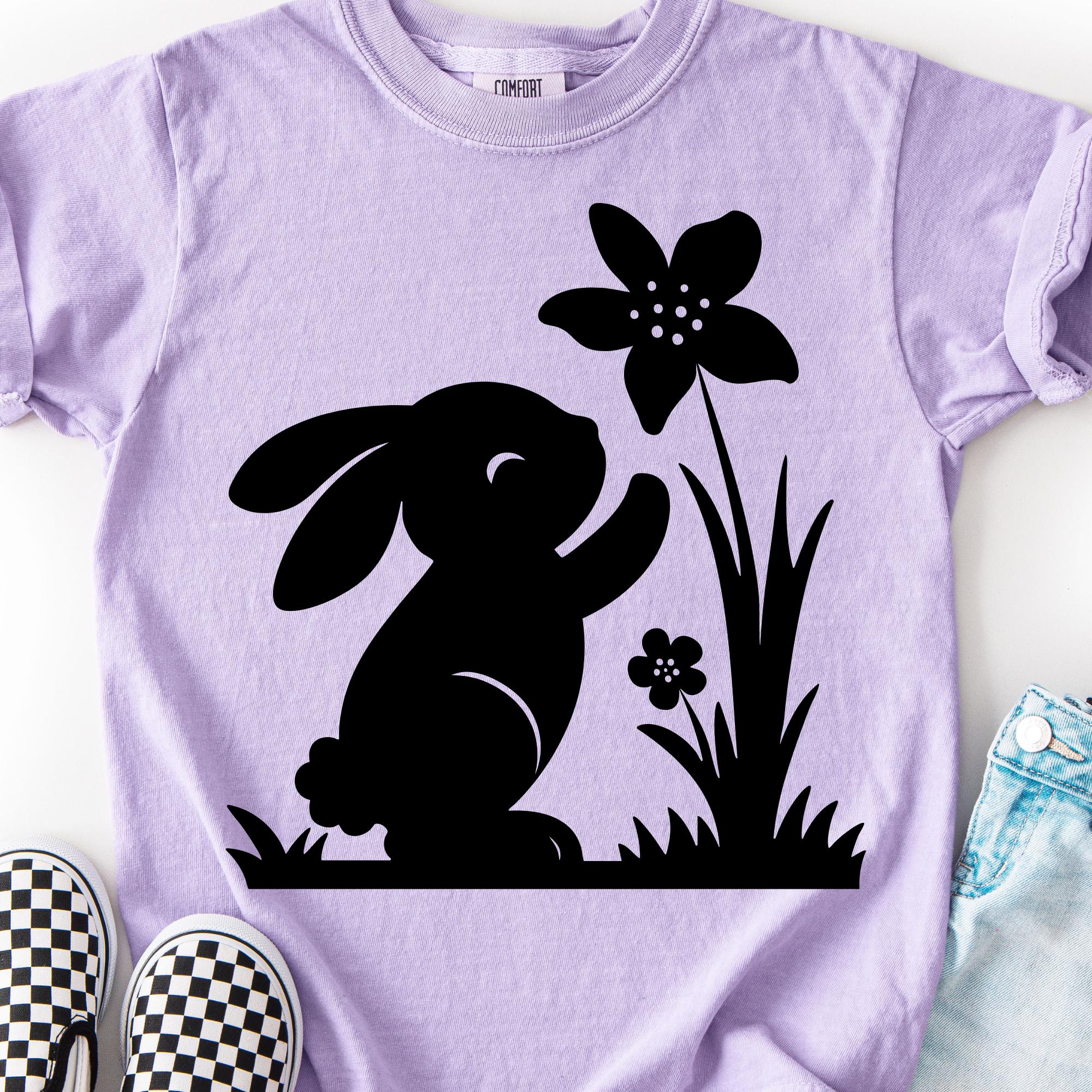 Floral Easter Bunny SVG PNG | Spring Rabbit Silhouette Design | Flower ...