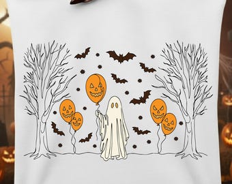 Horror Ghost Halloween Bundle PNG SVG, Scary Halloween Forest Bats, Vintage Horror Spooky Ghost, Trendy Retro Fall, Spooky Season Boos