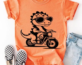 Baby Dino On Motorcycle Svg  | Dino Svg | Tyrannosaurus Svg |  Clipart Dino | Summer Dino |  T-Rex Svg Png | Cricut | Dinosaur Cut Files