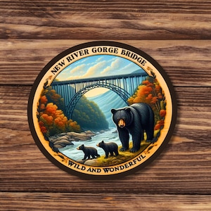 New River Gorge Black Bear Sticker // tumbler sticker / vinyl sticker