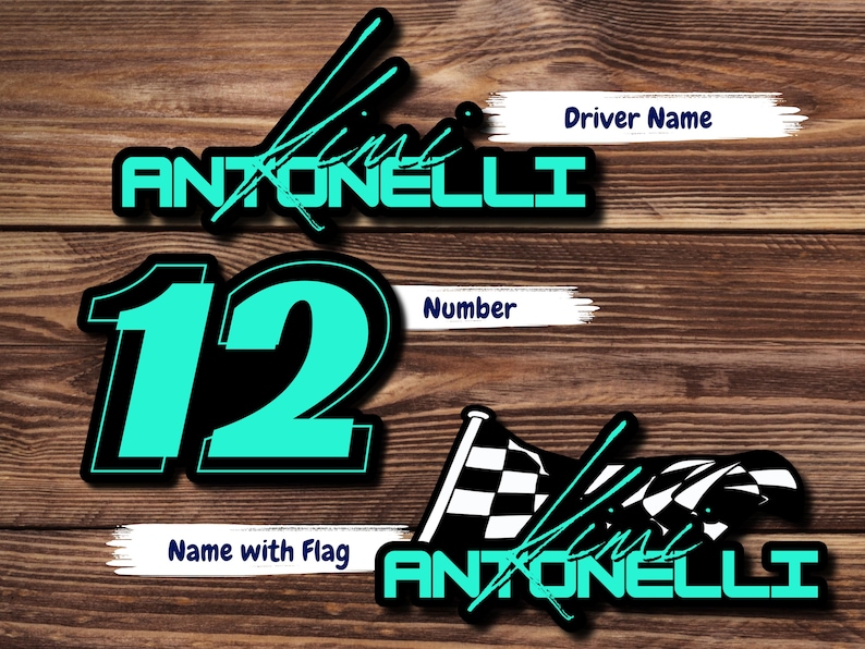 Kimi Antonelli F1 Sticker, Mercedes Racing Driver #12 image 1