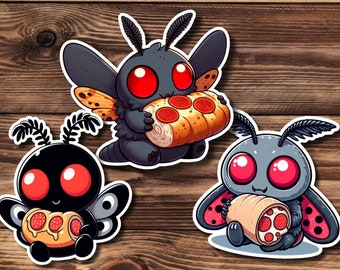 Mothman & Pepperoni Roll Sticker, West Virginia Cryptid Sticker