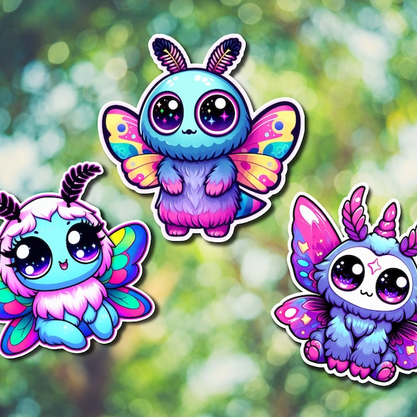 Pegatina de Mothman / Cryptid Cuties, vinilo estilo Lisa Frank