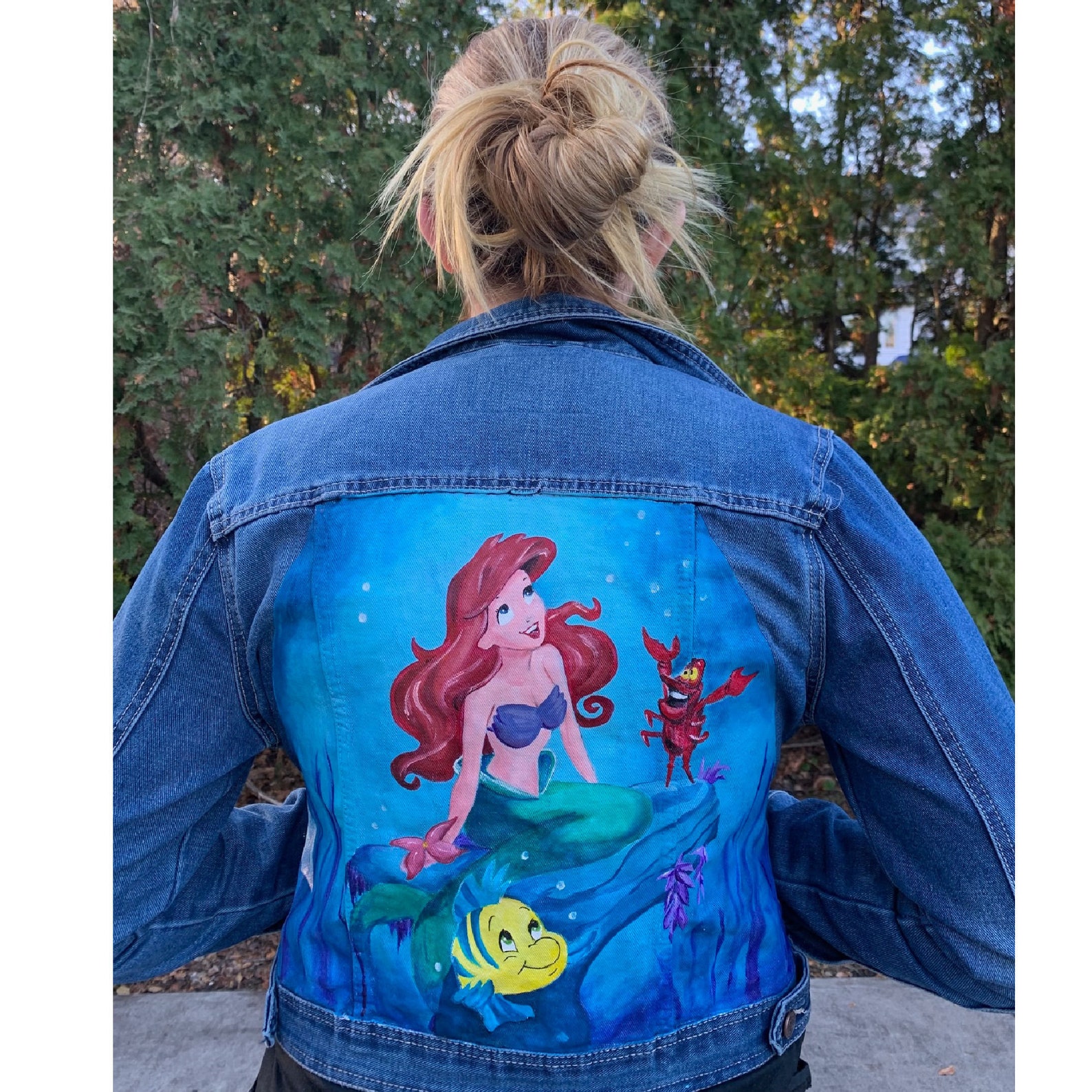 Little Mermaid Hand Painted Jacket Ariel Painted Jean Jacket Etsy