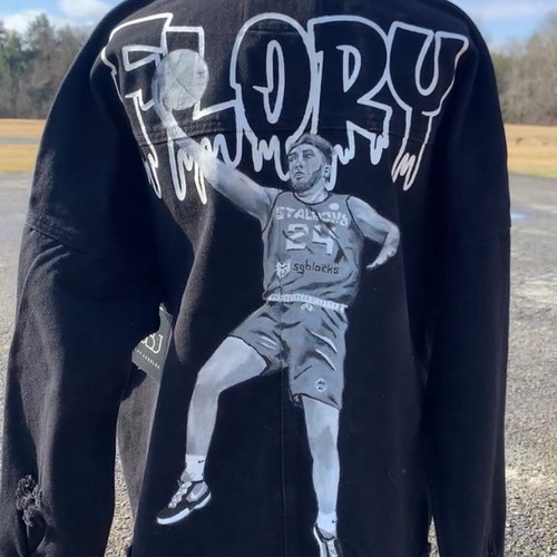 Custom Painted Denim Jacket Football Player Etsy