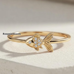 Christian Fish Ring, Ichthys Ring, Ichthys Statement Ring, Ocean Inspired Fish Ring, 14K Solid Gold Ring, Delicate Christian Rings for Women