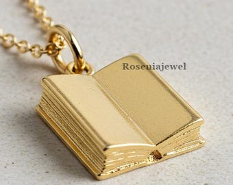 14K Solid Yellow Gold Minimalist Book Ring, Book Lover Engagement Ring, Dainty Open Book Reader Gift, Bookworm Reader Gift, Book Lover Gift