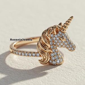 Panther Ring, Unicorn Ring, Unicorn Horse Ring For Women, Horse Ring, Animal Inspired Ring, 14K Gold Minimalist Horse Ring, Equestrian Ring