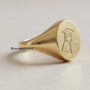 Signetring för skolexamen, personlig examensring, specialgraverad universitetsring i present, läcker gymnasiering i 14 karat massivt guld