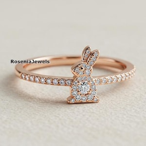 Cute Rabbit Ring, Small Rabbit Ring, Minimalist Cute Bunny Ring, Bunny Rabbit Ring, Rabbit Rings, Animal Inspired Ring, 14K Gold Bunny Gift