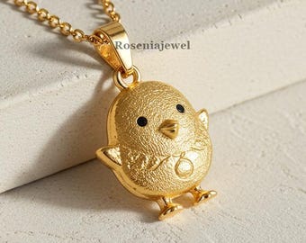 かわいいひよこのネックレス、金メッキネックレス、女性用ジュエリー