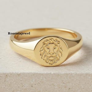 Versus bague lion en or, bague lion en or, bague tête de lion, chevalière pour homme, chevalière lion en or 14 carats, anneau de protection pour homme, bague animal