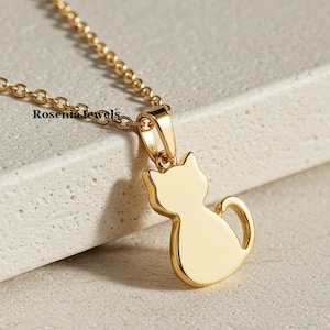 Cat Pendant For Women, Cat Lover Gift Pendant, Kitten Jewelry for Women, Cute Gold Cat Pendant, Animal Cat Pendant, Gold Kitty Pendant