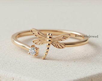 kkjoy Anello Libellula In Acciaio Inox Anelli Elfi Volanti Adorabili Insetti Anelli Impilabili Eternità Anello Promessa Gioielli per Donne Affascinante Signore