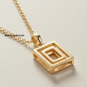 Geometrischer Quadrat Anhänger, Sterling Silber Würfel Anhänger, moderner Anhänger, moderner Anhänger, 3D Würfel Frauen Anhänger, Minimalist Würfel Anhänger