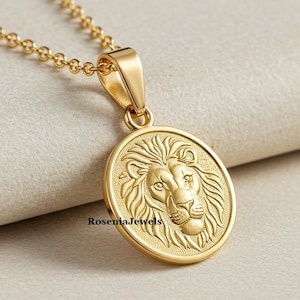 14K Solid Gold Lion Pendant, Personalized Gold Lion Pendant For Men&#39;s, Personalized Lion Pendant, Dainty Animal Pendant, Unique Pendant