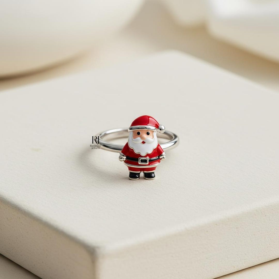 Chrsmas Rings Adorable Cute Santa Claus Ring, Enamel Santa Ring, Christmas Jewelry ...