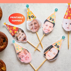Custom Face Cupcake Toppers: Personalized Birthday Party Decoration (Digital File)