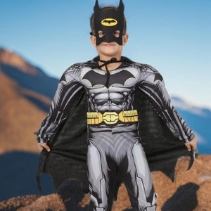 Superhero Kids Costume with Cloak | Bat Cosplay Costume for Kids | Dark Superhero Outfit | Luxury Super Cosplay Costume