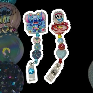Shaker Style Badge Reels Inspired by Disney Characters - Various Characters Listed