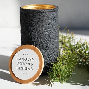 RESTOCKED!!! Spruce & Fir Soy Candle in Black Gold Concrete and Glass Vessel