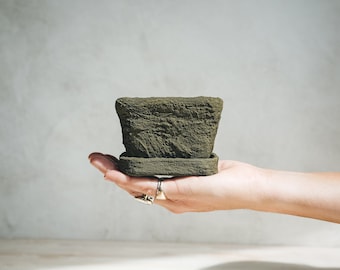Small Rectangular Planter in Earthen Brown Concrete