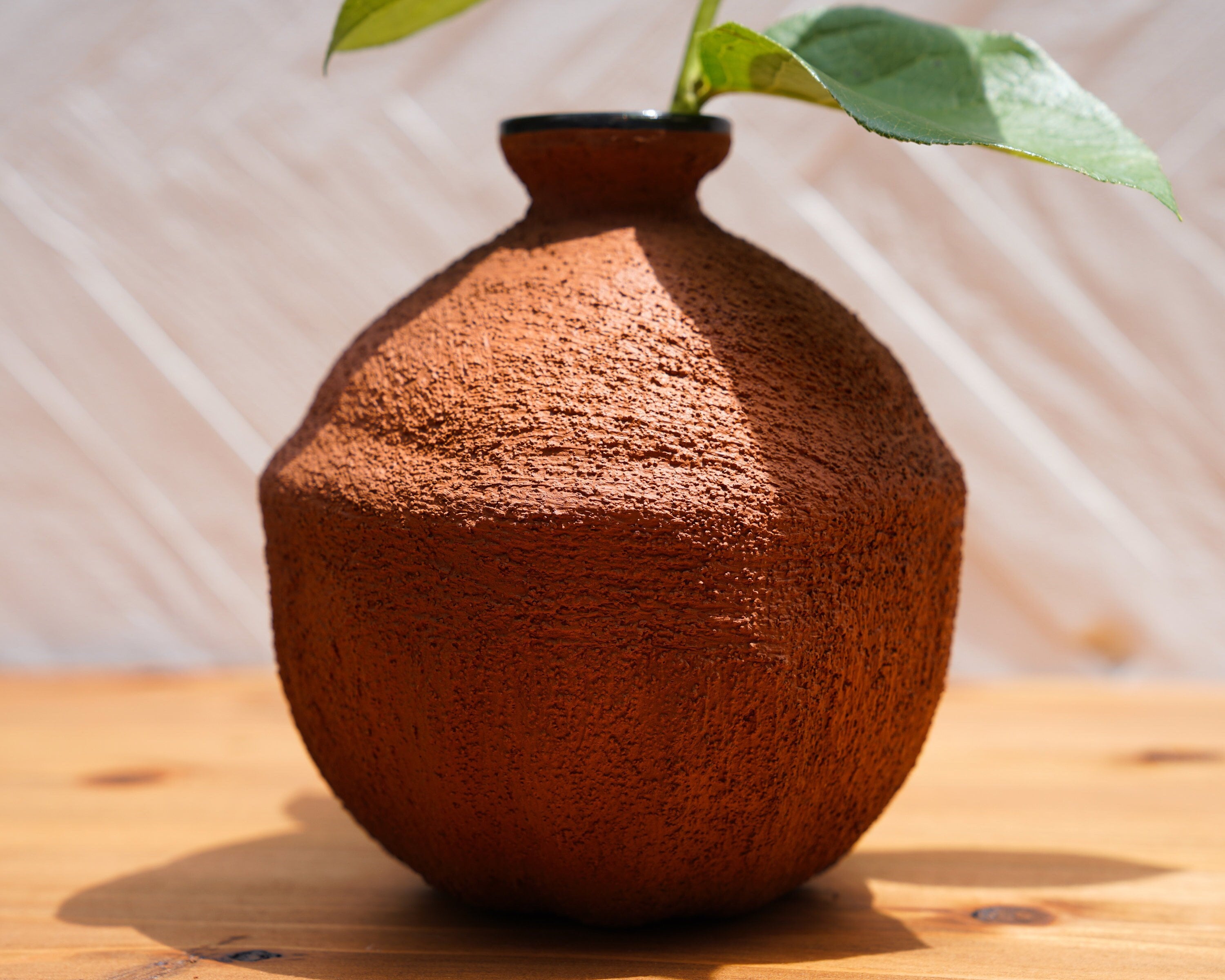Large Round Bud Vase in Terra Cotta Concrete
