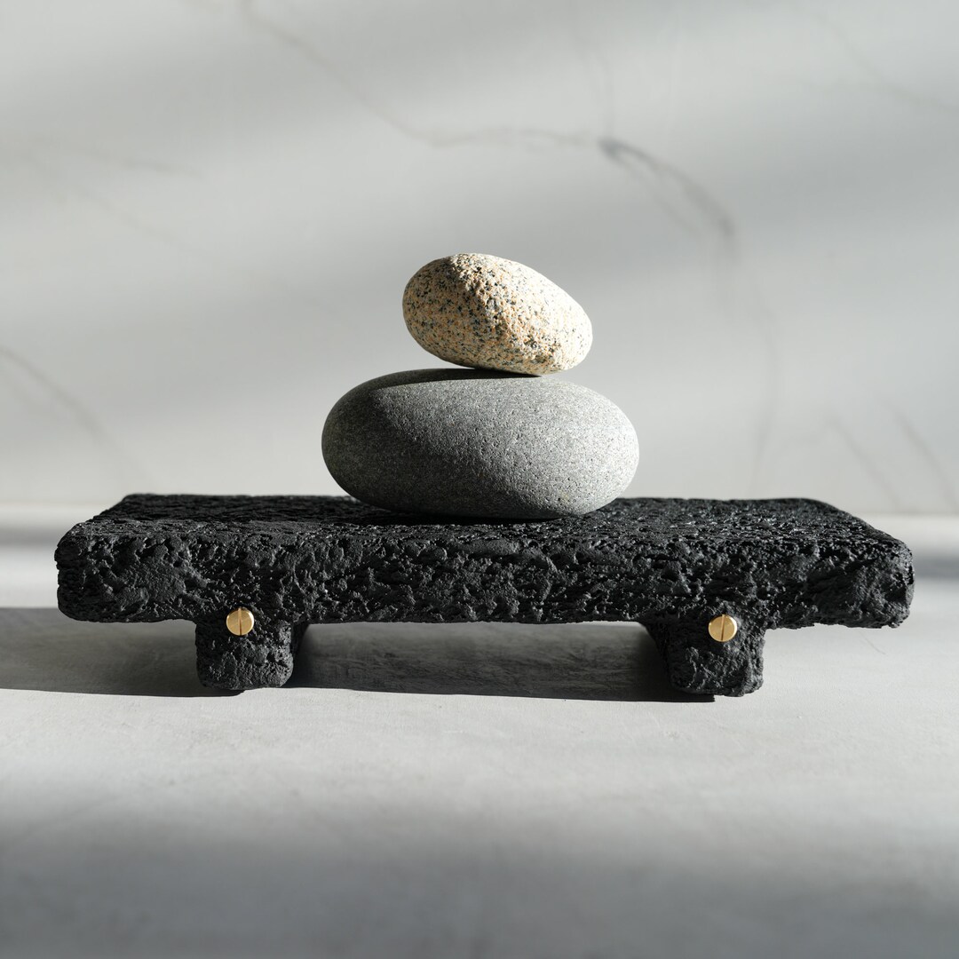 Large Shelf Riser in Carbon Black Concrete With Brass Rivets - Etsy