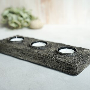 Final Sale Three Tealight Holder in Textured Vintage Grey Concrete image 3